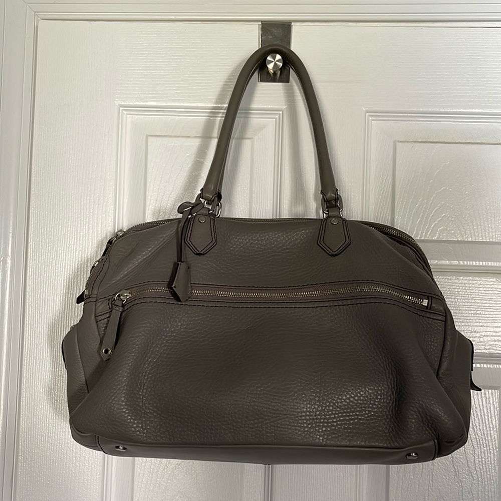 Cole Haan Travel Duffle, grey pebbled leather
